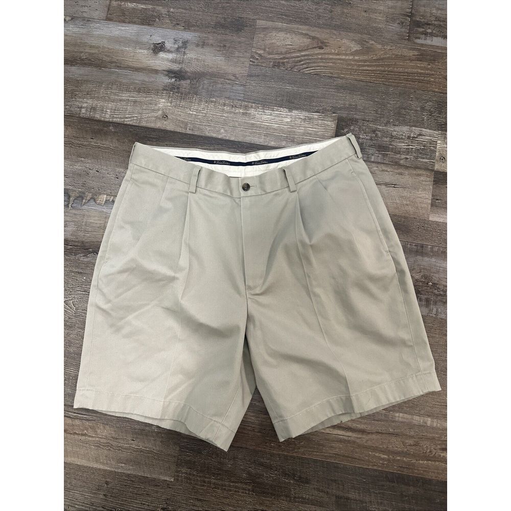 Brooks Brothers - Mens 35 - Tan Beige Cotton Chino Shorts Preowned - Flat Front